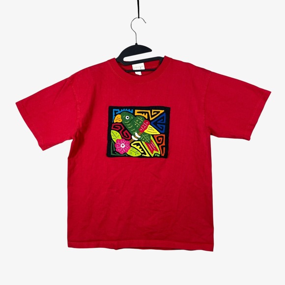 My Name is Panama T Shirt Mens M Red Embroidered Bird Tropical Vacation Retro - Picture 1 of 7